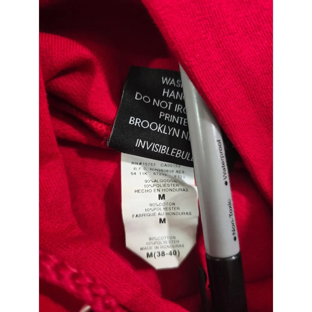 Invisible Bully Mens Red Graphic Logo Hoodie Streetwear Sweatshirt Size M
